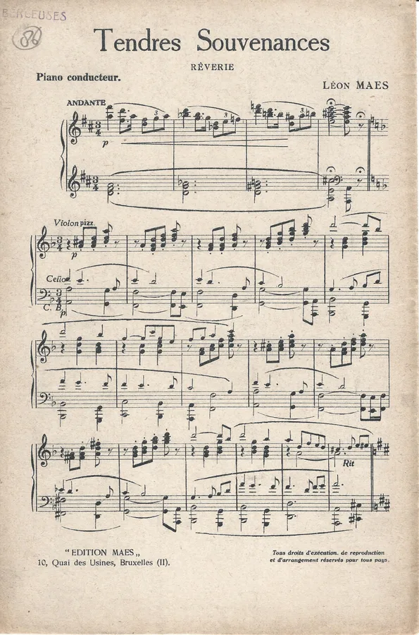 Cover for Leon Maes | Tendres Souvenances | Piano