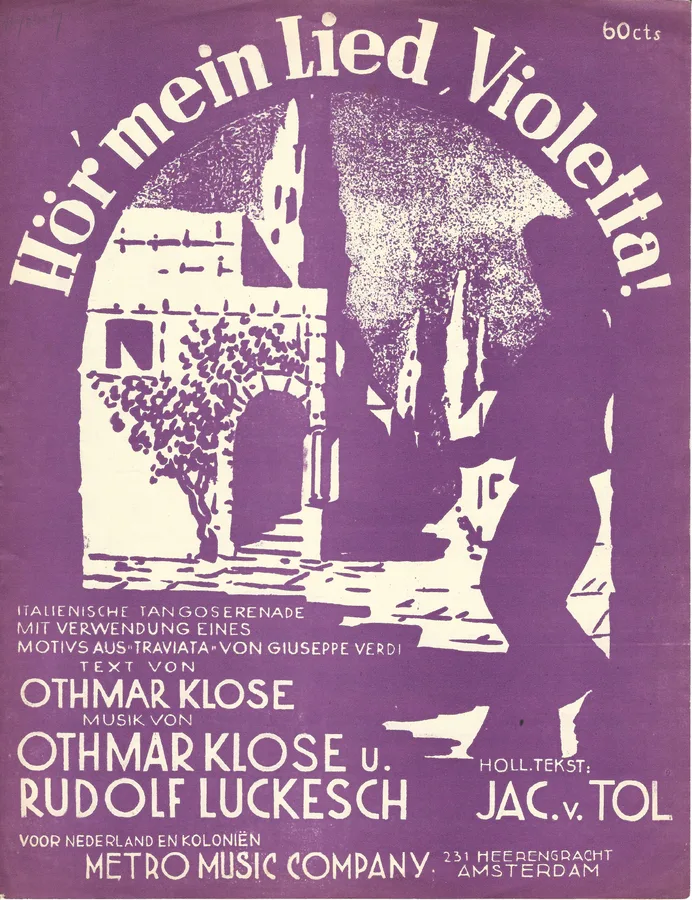 Cover for Giuseppe Verdi | Othmar Klose | Hor mein Lied Violetta | Piano | Vocals