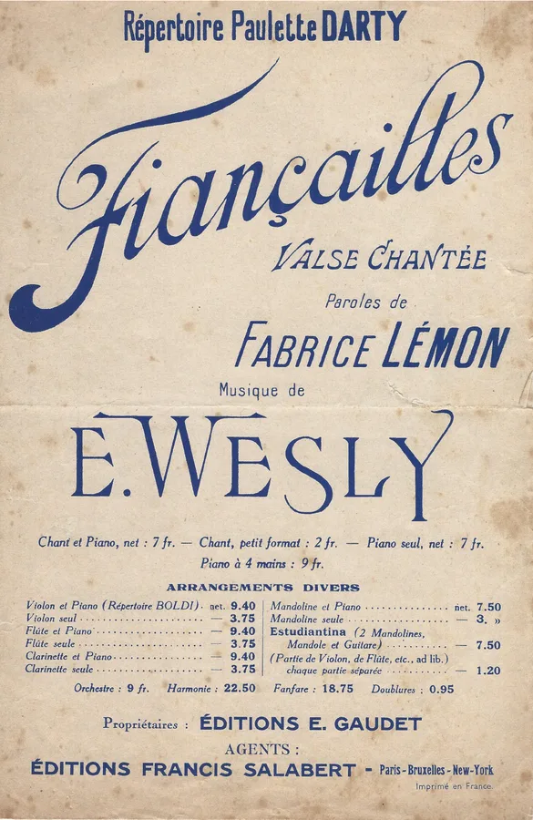 Cover for Paulette Darty | Emile Wesly | Fiancailles | Chanson