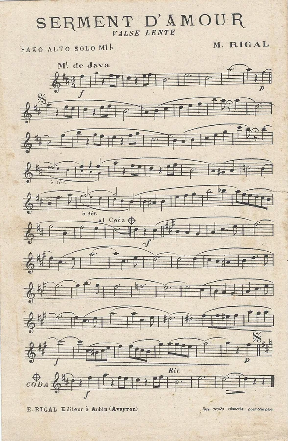 Cover for M. Rigal | Serment d' Amour | Orchestra