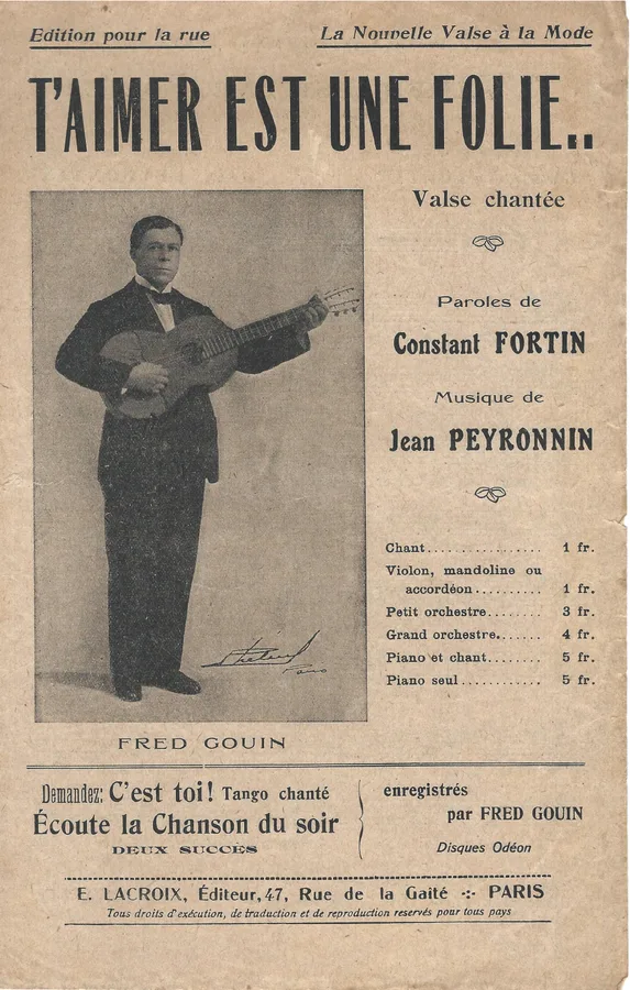 Cover for Jean Peyronnin | Constant Fortin | T'Aimer est une folie | Chanson