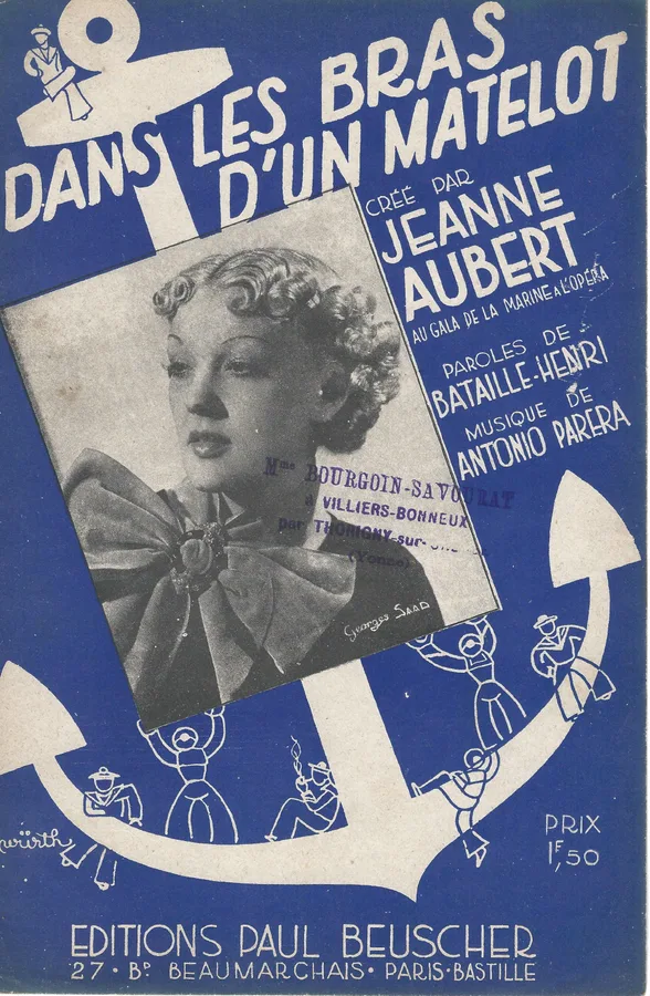 Cover for Jeanne Aubert | Antonio Parera | Dans les bras d'un matelot | Chanson