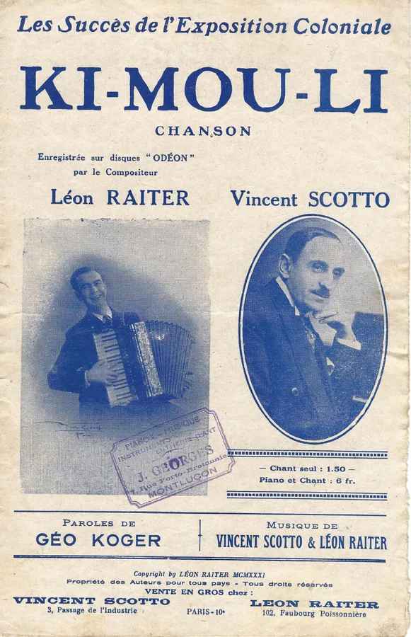 Cover for Vincent Scotto | Leon Raiter | Ki Mou Li | Chanson