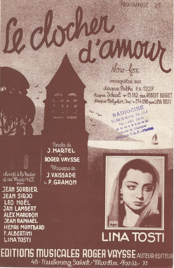 Cover for Lina Tosti | Jean Vaissade | Paul Gramon | Le clocher d'amour | Chanson