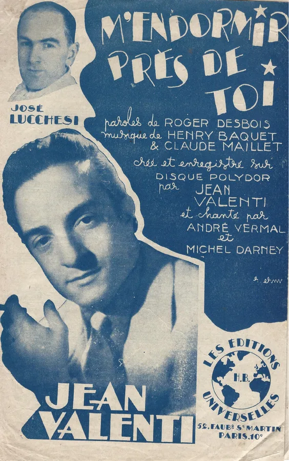 Cover for Jean Valenti | Henri Baquet | M'endormir pres de toi | Chanson