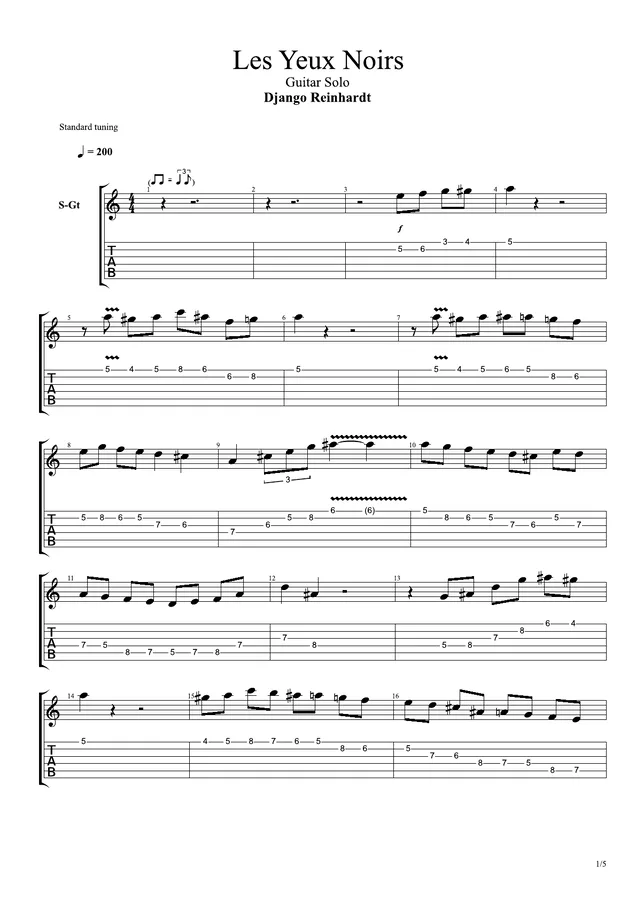 Cover for Django Reinhardt | Les Yeux Noirs | Guitar Manouche