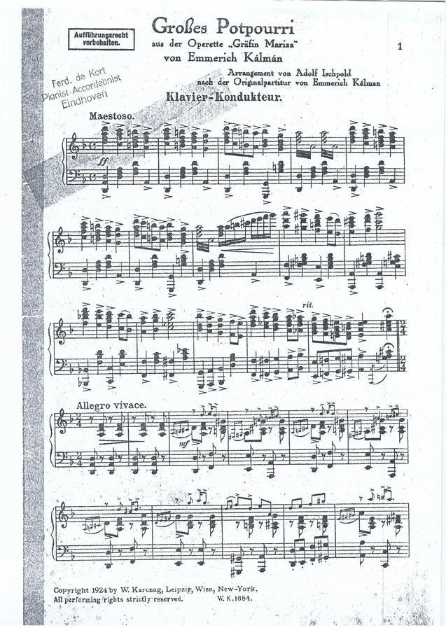Cover for Emmerich Kalman | Grosses Potpourri Grafin Mariza | Orchestra