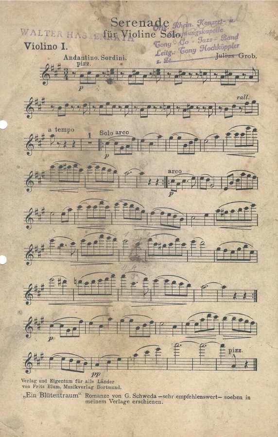 Cover for Julius Grob | Serenade | Violin