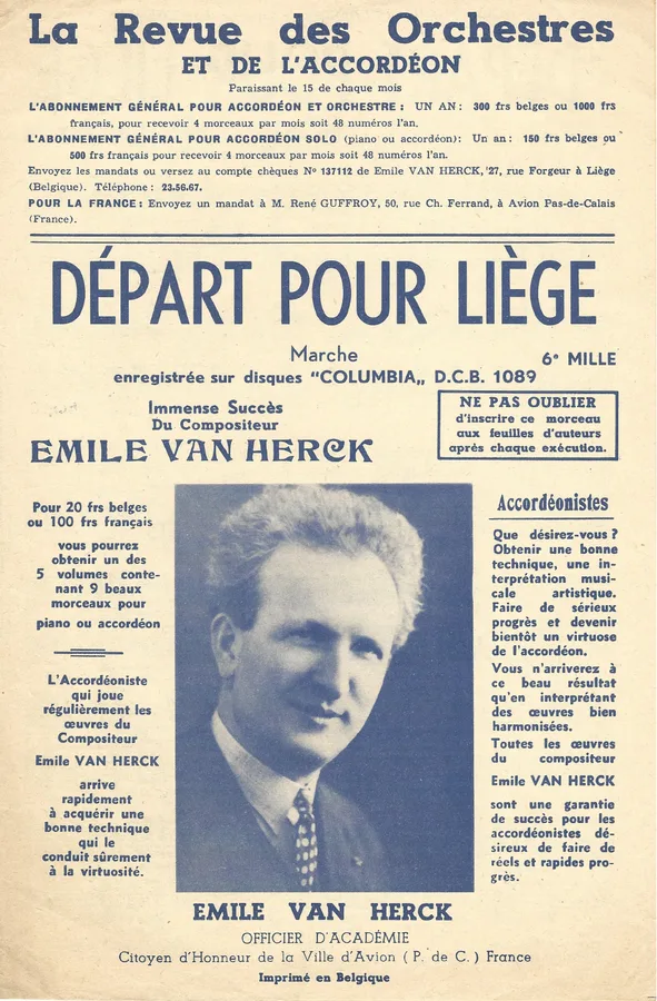 Cover for Emile van Herck | Depart pour Liege | Accordion