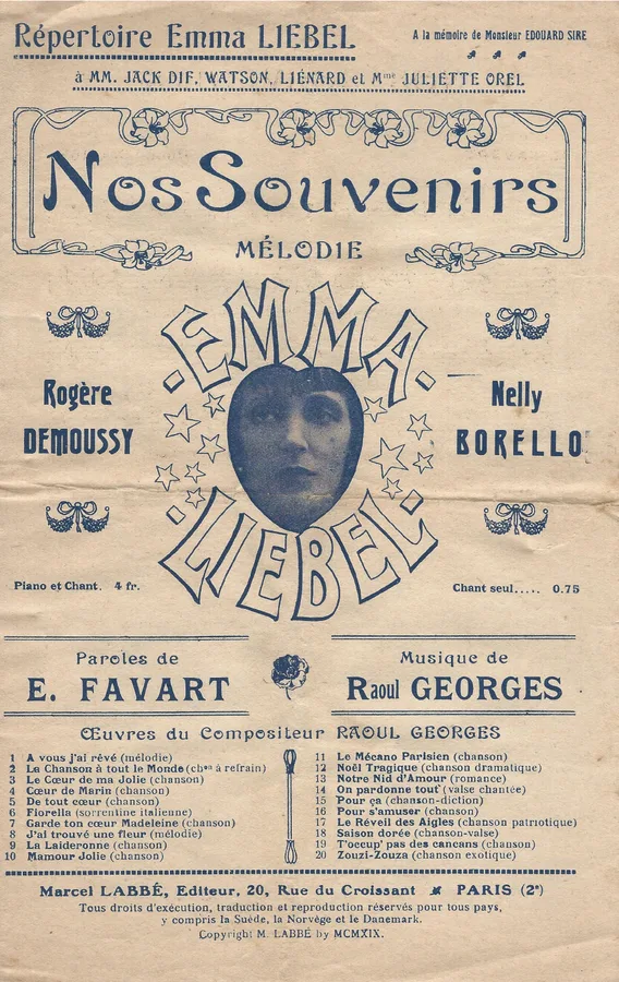 Cover for Raoul Georges | Emma Liebel | Nos Souveniers | Chanson
