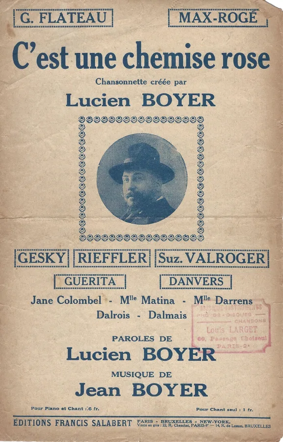 Cover for Lucien Boyer | Jean Boyer | C'est une Chemise Rose | Chanson