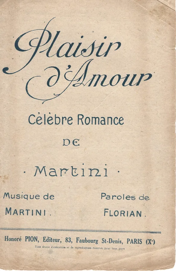Cover for Martini | Plaisir d'Amour | Chanson