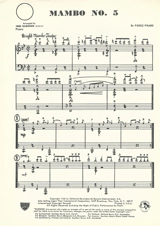 Cover for Perez Prado | Mambo no. 5 | Orchestra