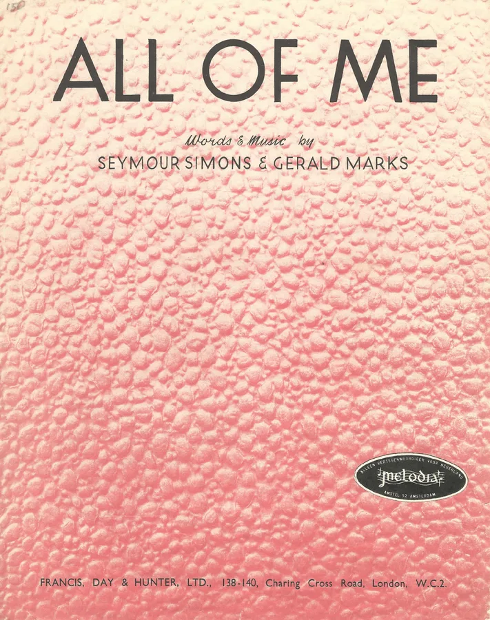 Cover for Gerald Marks | All of me | Piano | Vocals