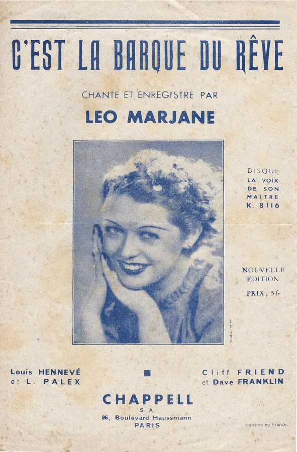 Cover for Leo Marjane | Cliff Friend | Dave Franklin | C'est La Barque Du Reve | Chanson