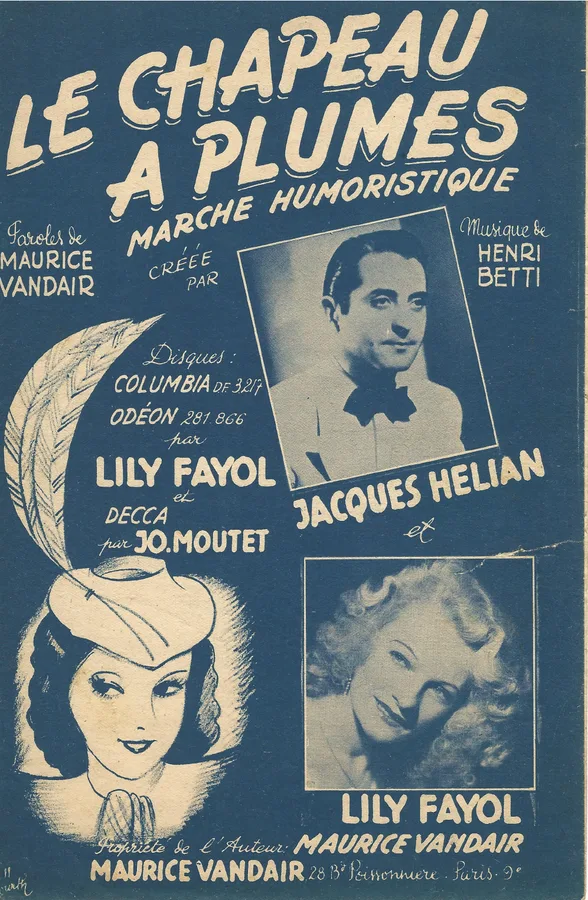 Cover for Jacques Helian | Lily Fayol | Henri Betti | Le chapeau a plumes | Vocals
