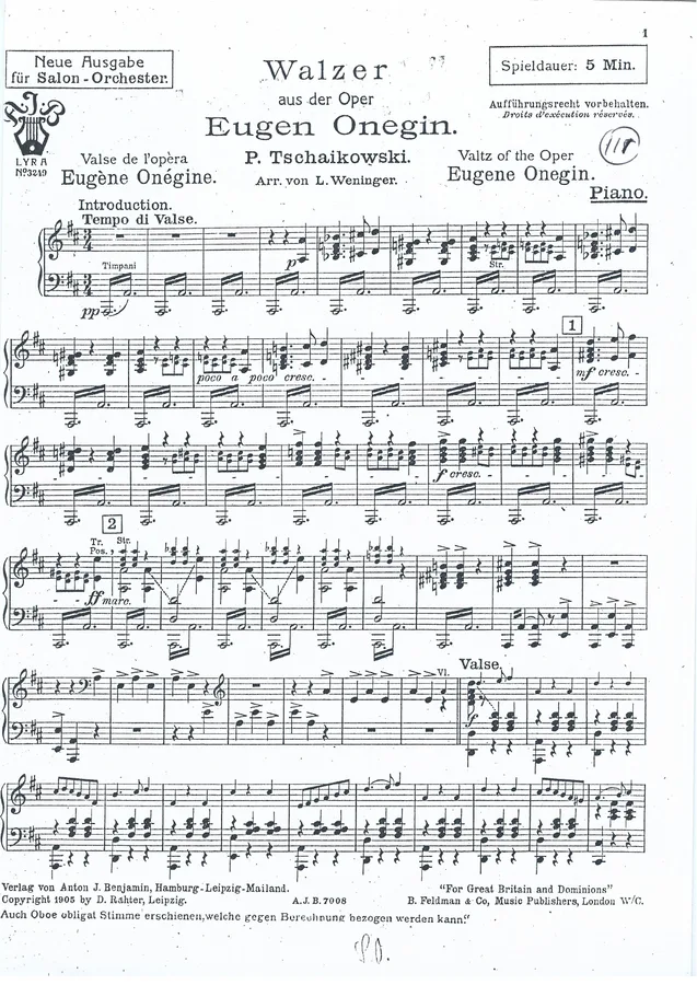 Cover for P. Tschaikowski | Eugen Onegin | Orchestra