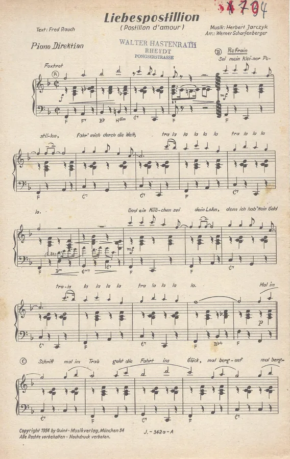 Cover for Herbert Jarczyk | Werner Scharfenberger | Liebespostillion | Piano
