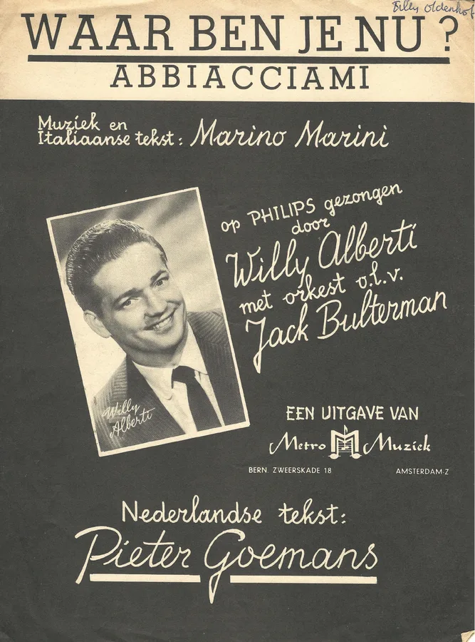Cover for Marino Marini | Willy Alberti | Jack Bulterman | Abbiacciami | Piano | Vocals