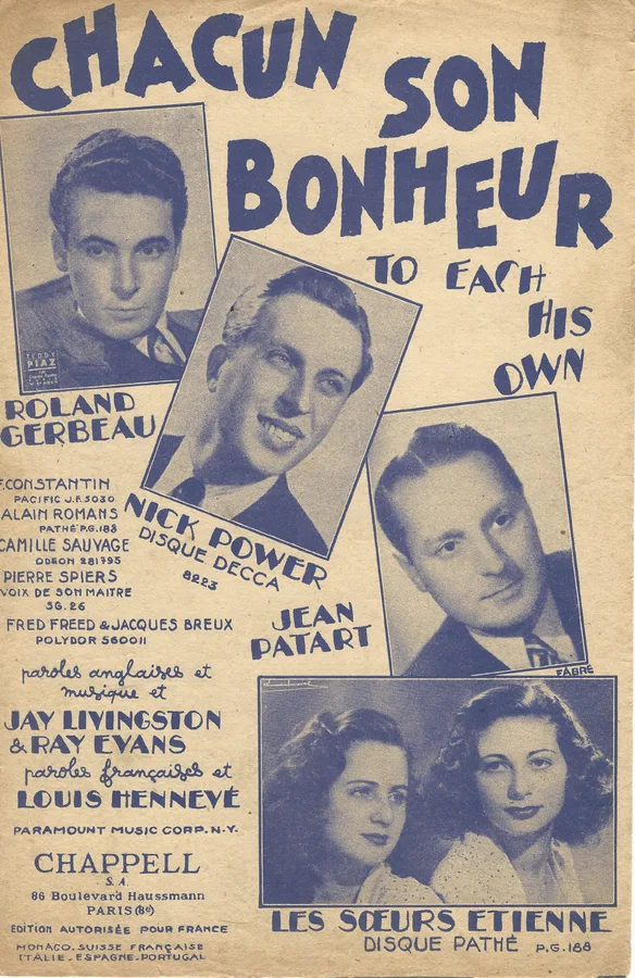 Cover for Nick Power | Roland Gerbeau | Jay Livingston | To Each His Own | Vocals