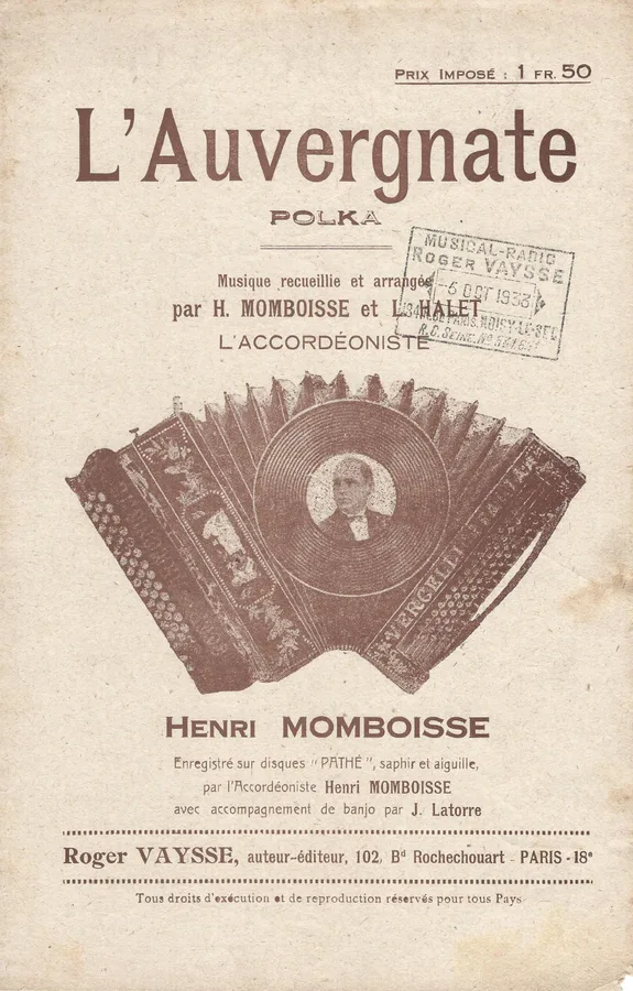 Cover for Henri Momboisse | Laurant Halet | L'Auvergnate | Piano | Accordion