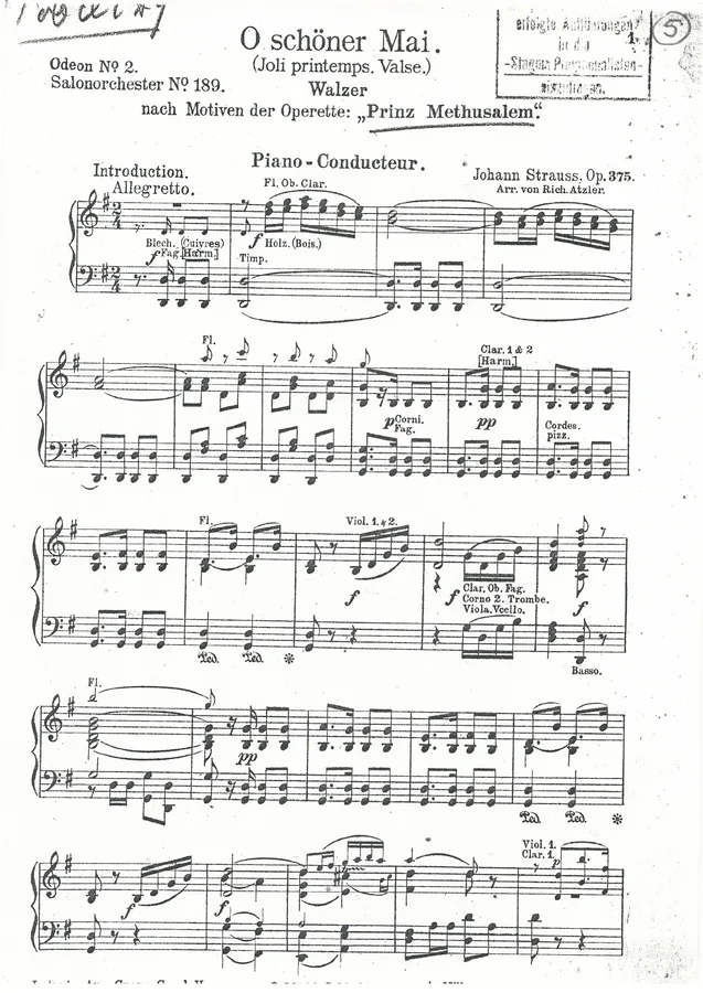 Cover for Johann Strauss | O schoner Mai | Piano
