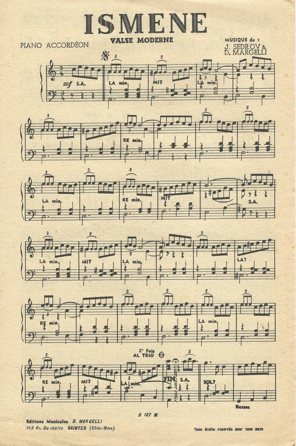 Cover for J. Sedrov | D. Margelli | Ismene | Accordeon | Piano
