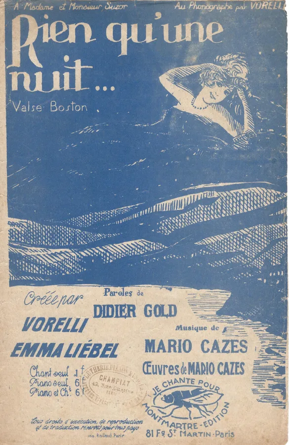 Cover for Mario Cazes | Emma Liebel | Rien qu'en Nuit | Chanson