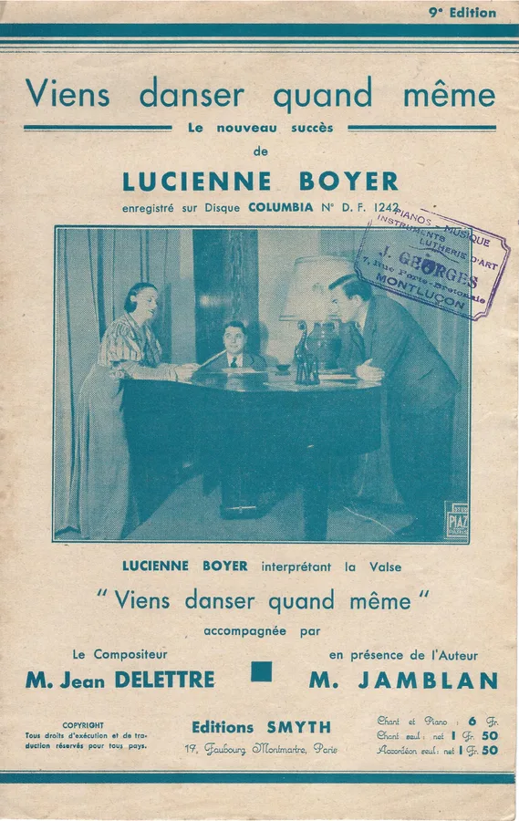 Cover for Lucienne Boyer | J. Delettre | Viens Danser Quand Meme | Chanson