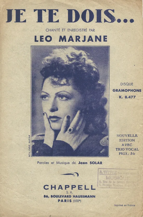 Cover for Leo Marjane | Jean Solar | Je te dois | Vocals