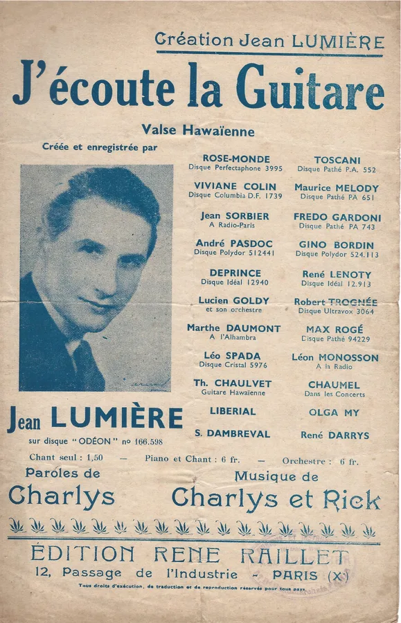 Cover for Jean Lumiere | Charlys | Rick | J'ecoute la Guitare | Vocals