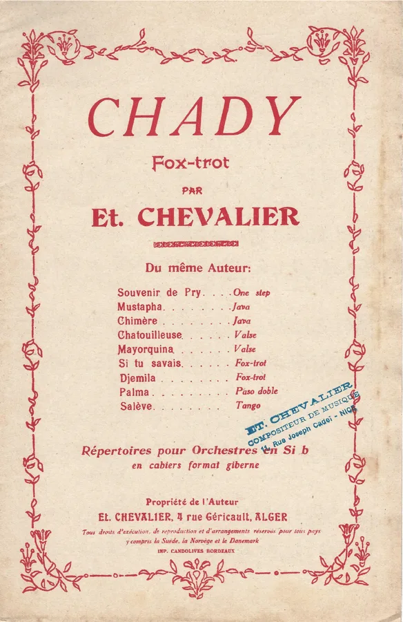 Cover for Et. Chevalier | Chady | Orchestra
