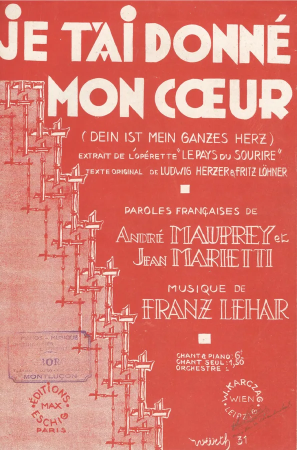 Cover for Franz Lehar | Je t'ai donne mon coeur | Chanson