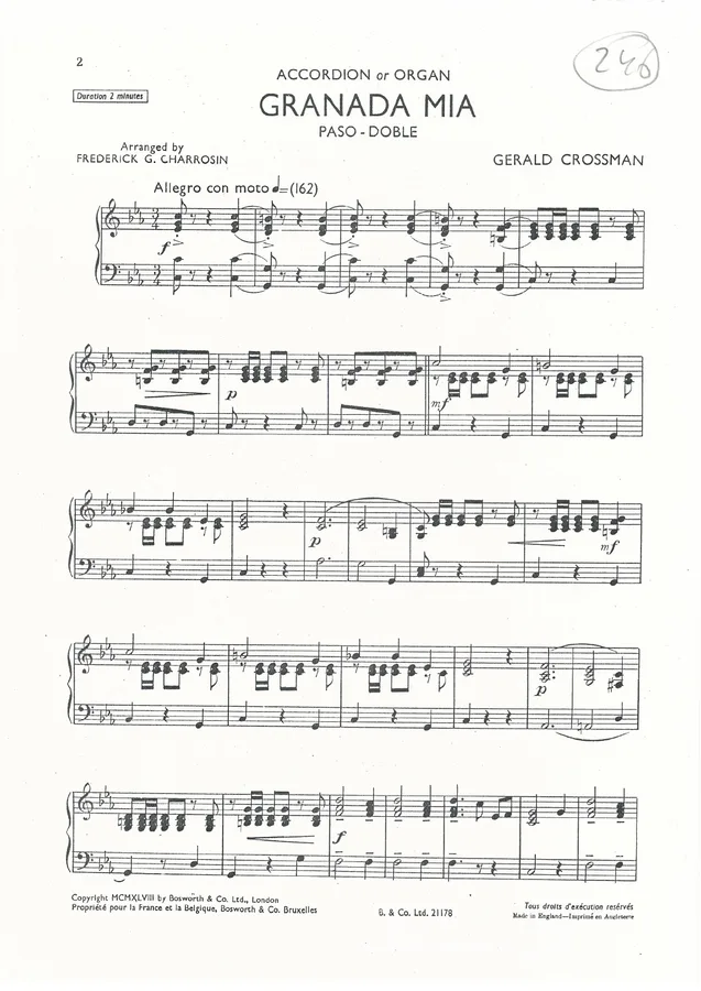 Cover for Gerald Crossman | Granada Mia | Accordion