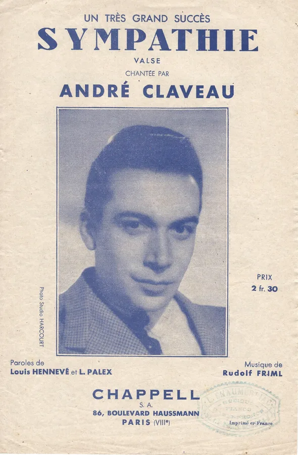 Cover for Andre Claveau | Rudolf Friml | Sympathie | Chanson