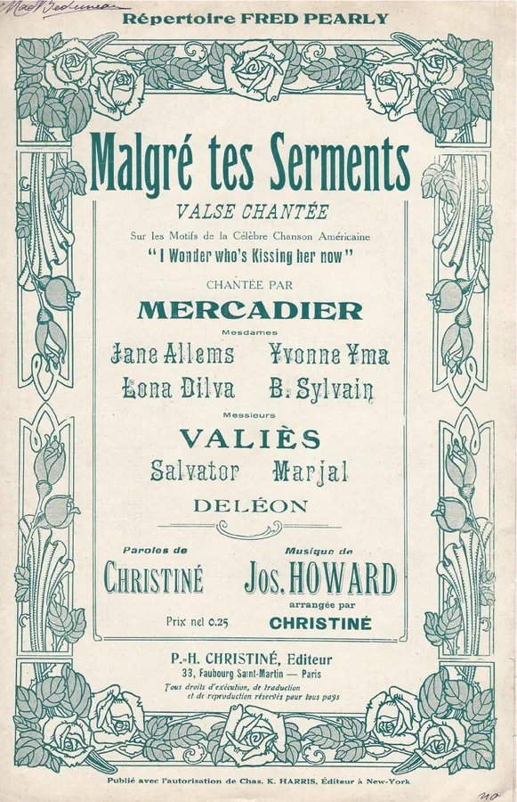 Cover for Jos. Howard | Henri Christiné | Malgre tes Serments | Chanson