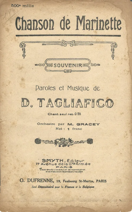 Cover for D. Tagliafico | Chanson de Marinette | Chanson