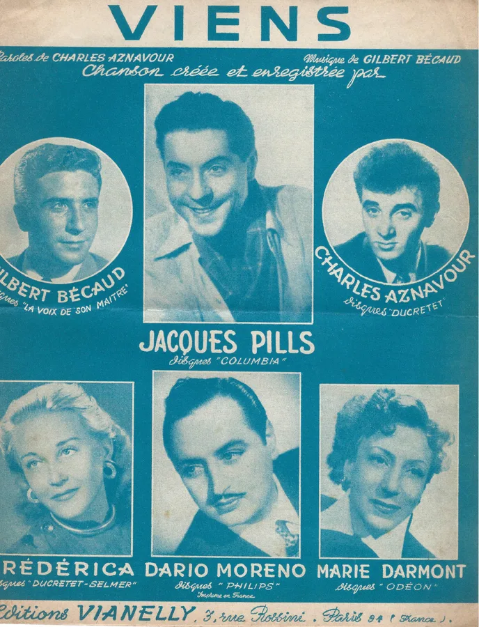 Cover for Jacques Pills | Charles Aznavour | Gilbert Becaud | Viens | Chanson