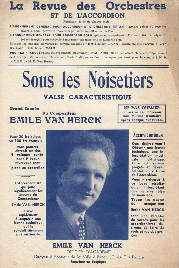 Cover for Emile van Herck | Sous les Noisetiers | Accordion | Piano