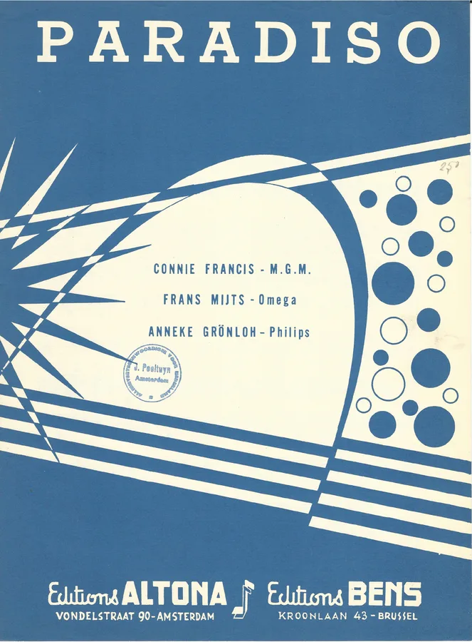 Cover for Connie Francis | Anneke Gronloh | Wolgang Zell | Paradiso | Piano | Vocals