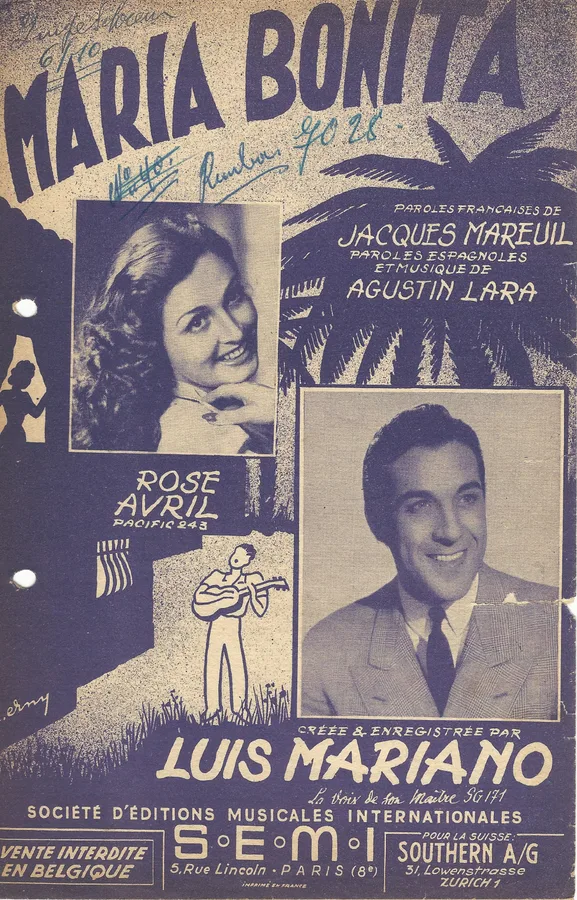 Cover for Agustin Lara | Louis Mariano | Rose Avril | Maria Bonita | Accordion | Vocals