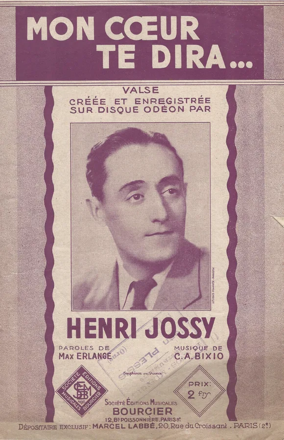 Cover for Henri Jossy | C.A. Bixio | Mon Coeur Te Dira | Chanson