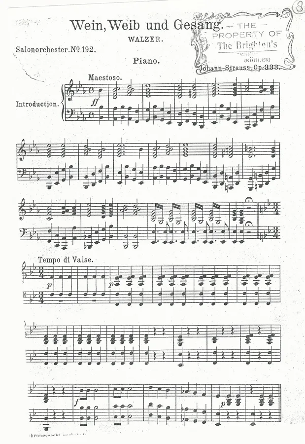 Cover for Johann Strauss | Wein Weib und Gesang | Piano