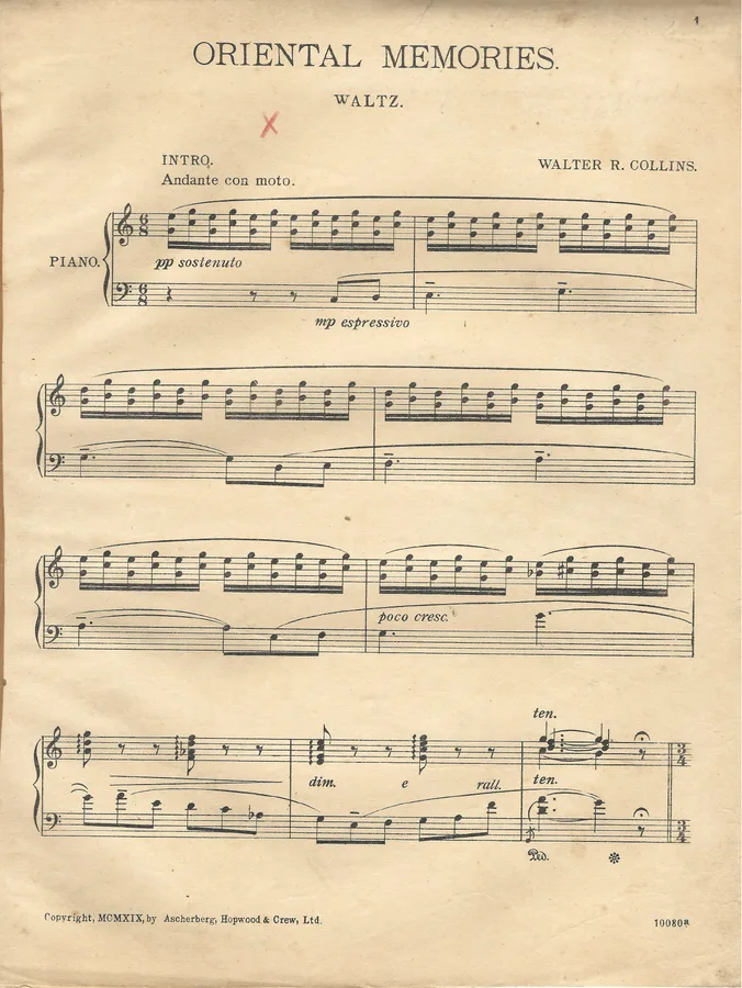 Cover for Walter R. Collins | Oriental Memories | Piano