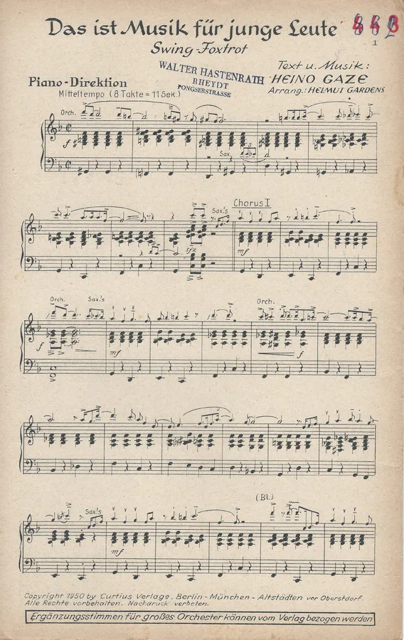 Cover for Heino Gaze | Helmut Gardens | Das ist Musik fur junge Leute | Piano