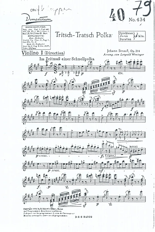 Cover for Johann Strauss | Trisch Trasch Polka | Orchestra