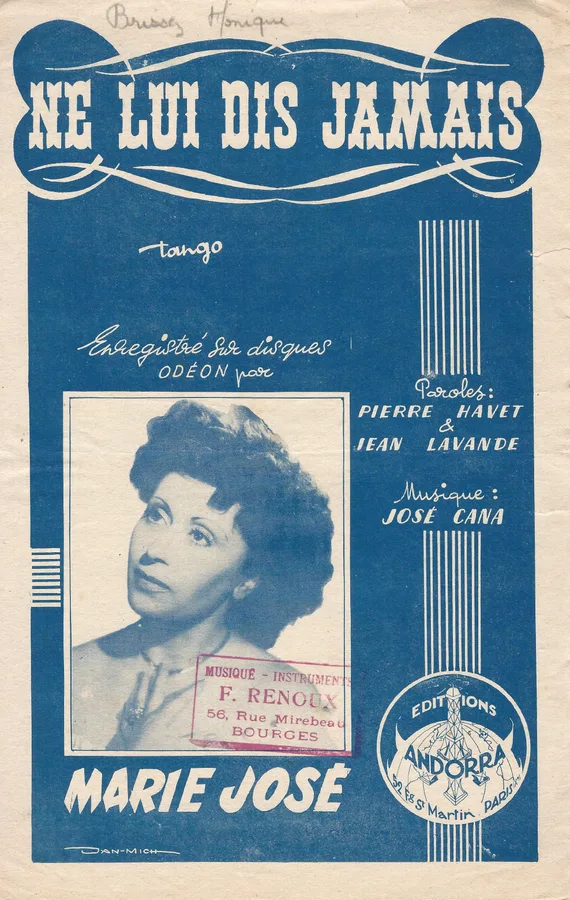 Cover for Marie Jose | Jose Cana | Ne Luis Dis Jamais |  Chanson