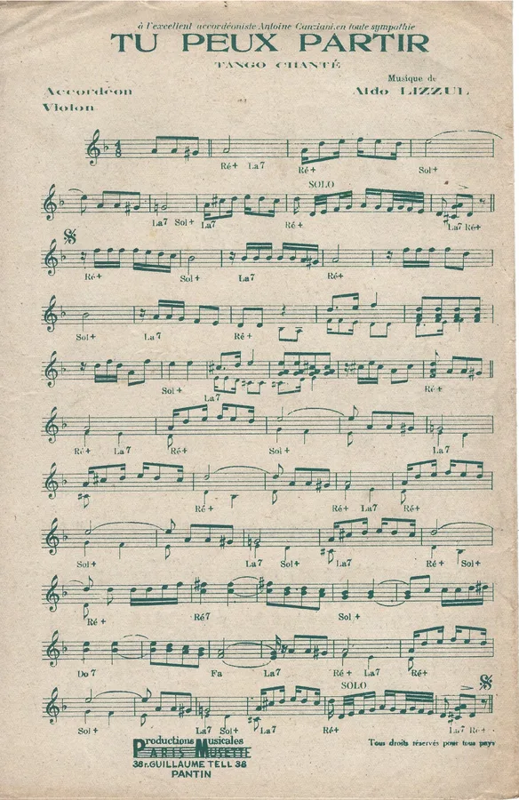 Cover for Aldo Lizzul | Tu peux partir | Accordeon | Violon