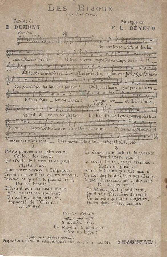 Cover for F.L. Benech | E. Dumont | Les Bijoux | Chanson