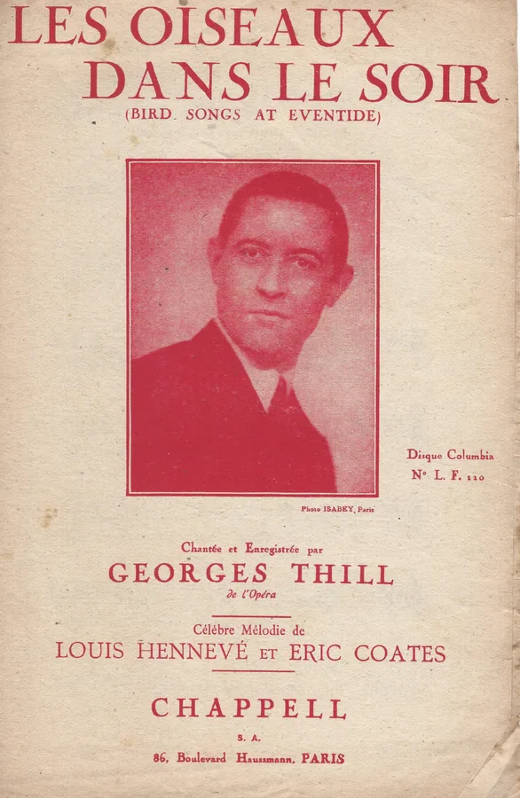 Cover for R. Barrie | E. Coates | Georges Thill | Les Oiseaux Dans Le Soir | Chanson